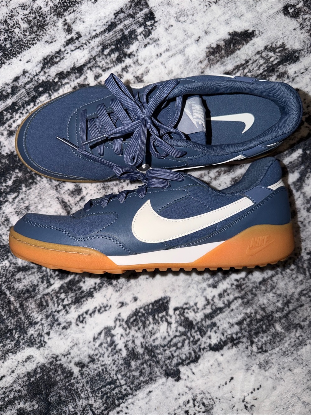 Nike Ladies' Blue and White Casual Sneakers with Gum Sole